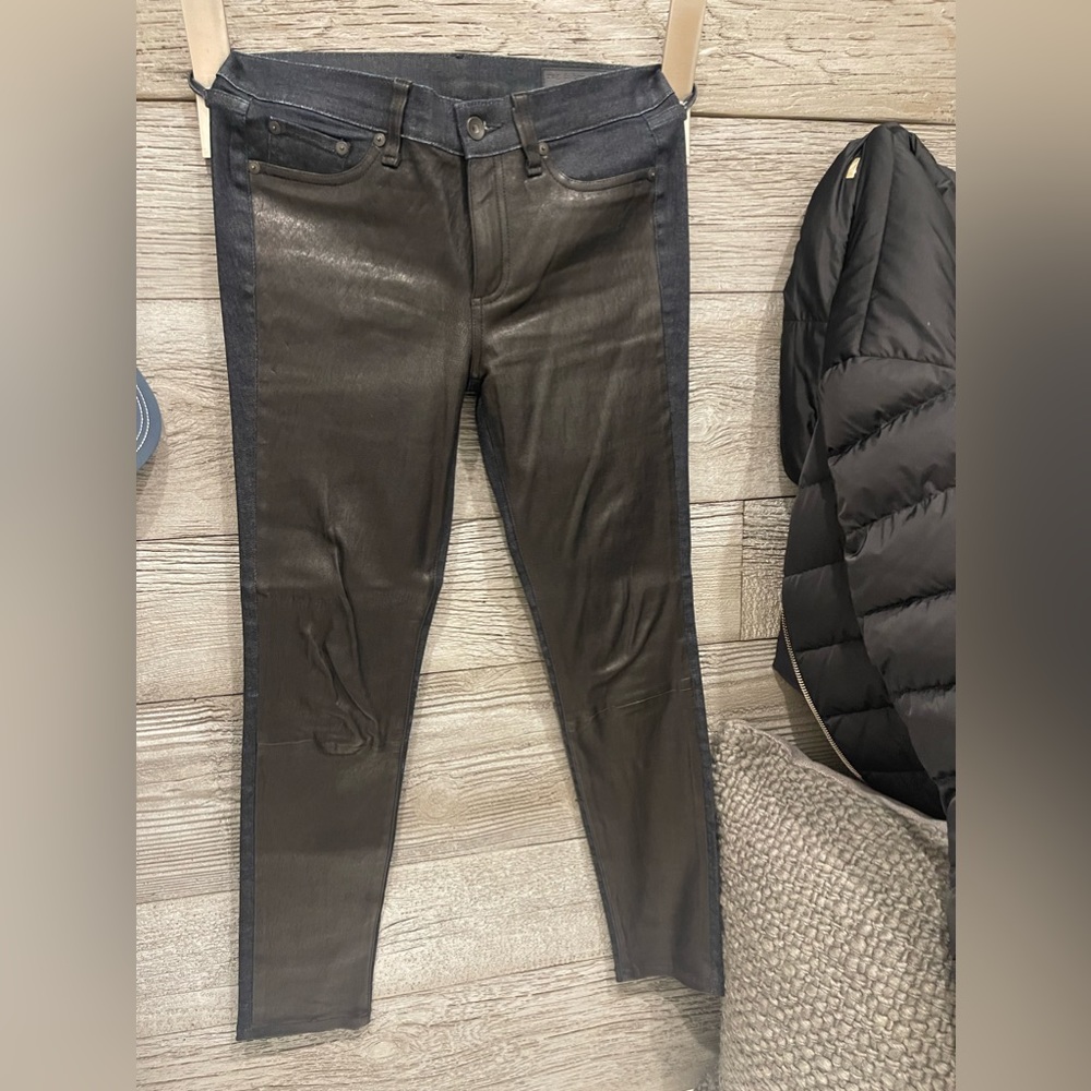 Rag & Bone half leather half Jeans brand new never worn size 27